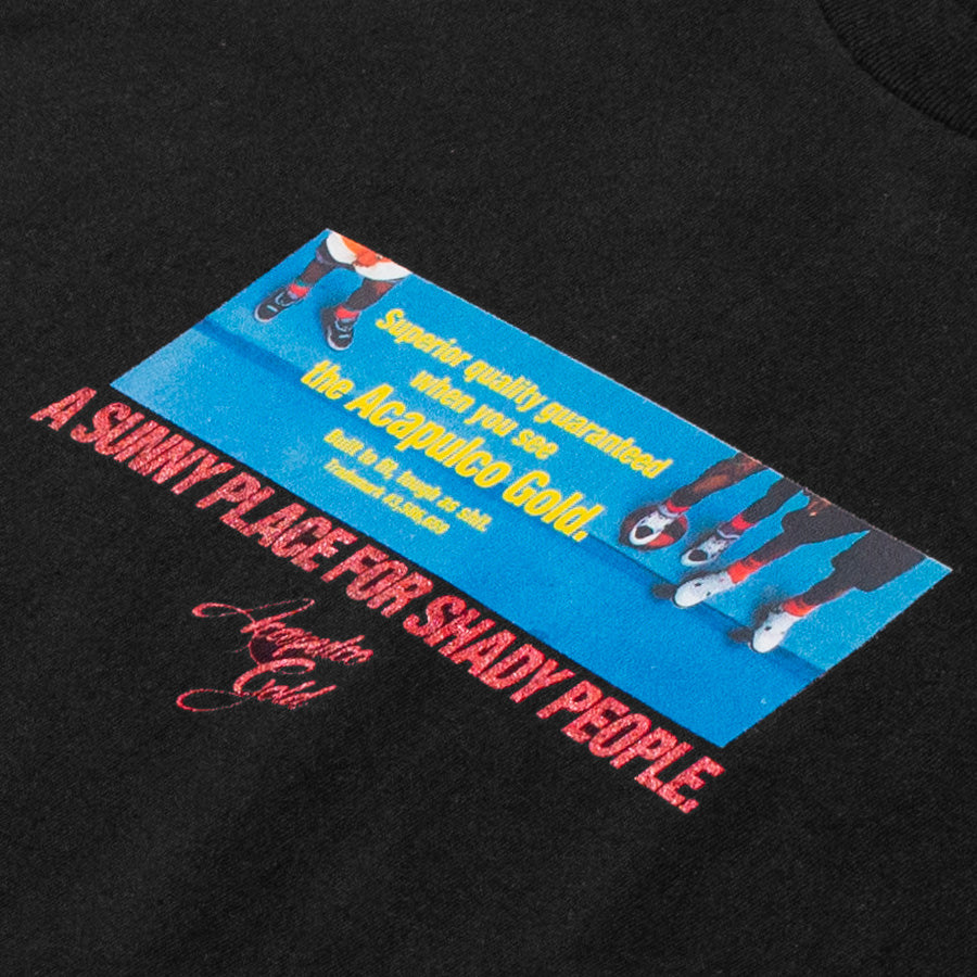 ACAPULCO GOLD（アカプルコゴールド）SUMMER OF '89 TEE ブラック フロントグラフィックプリント詳細 AG26SM001