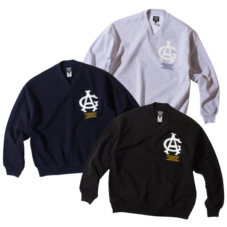 ACAPULCO GOLD ( アカプルコゴールド ) PREP V-NECK SWEATSHIRT Vネック トレーナー 裏起毛