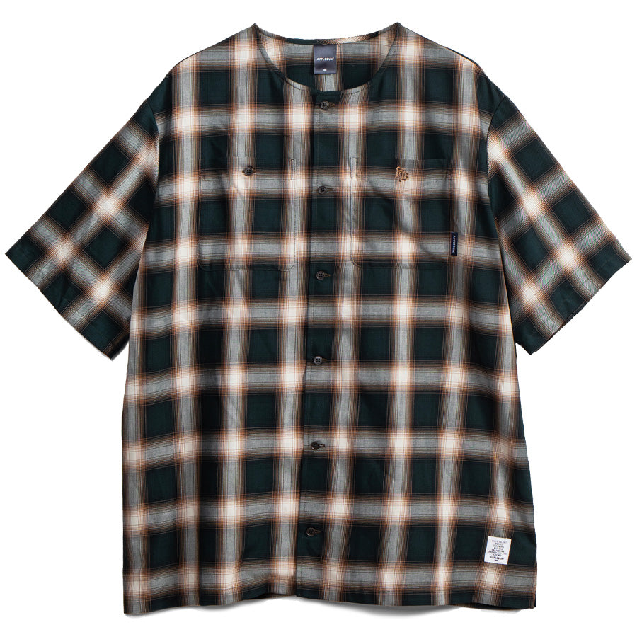 APPLEBUM ( アップルバム ) HOMBRE CHECK COLLARLESS SHIRT ノーカラーシャツ 半袖