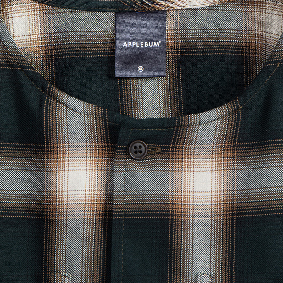 APPLEBUM ( アップルバム ) HOMBRE CHECK COLLARLESS SHIRT ノーカラーシャツ 半袖