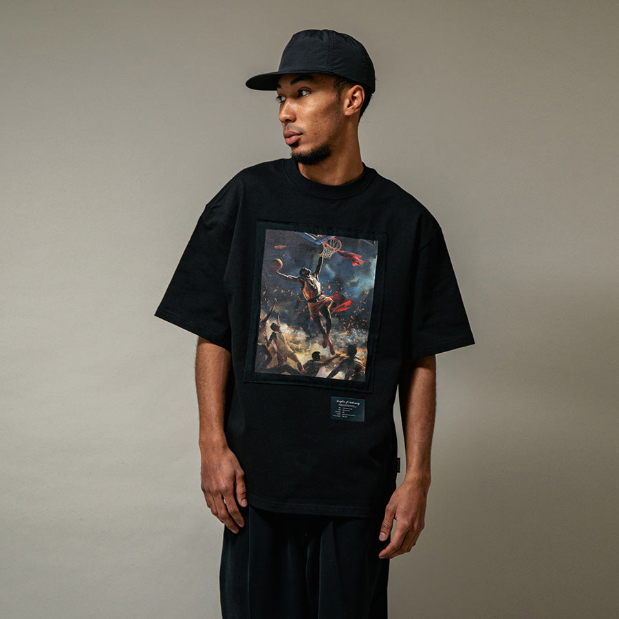 APPLEBUM Basketteur de la Liberté T-shirt 12oz ブラック モデル着用