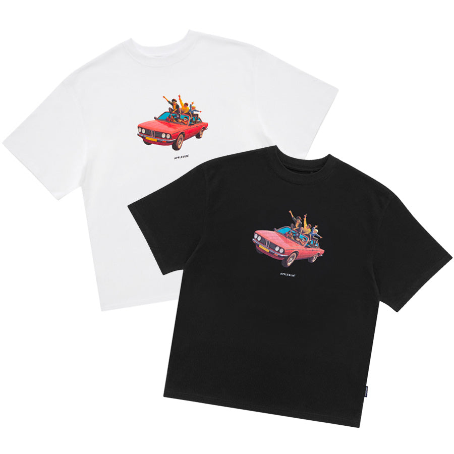 APPLEBUM Bassline Cruisers T-shirt 12oz ホワイト ブラック 正面