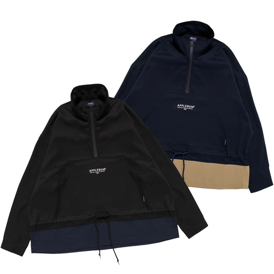 APPLEBUM Bicolor Half-Zip Anorak ブラック ネイビー ベージュ 正面