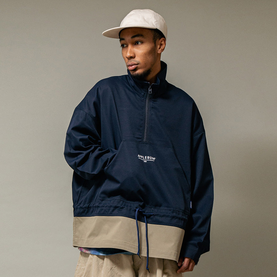 APPLEBUM ハーフジップ アノラック 着用 ネイビー ベージュ