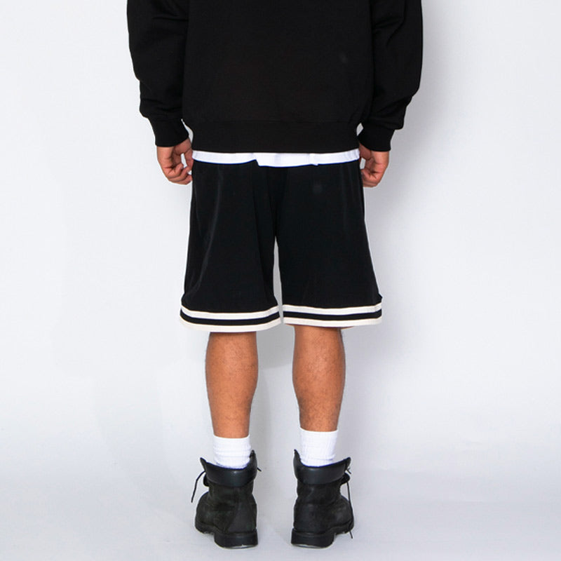 APPLEBUM Authentic Hoopers Shorts ブラック モデル着用 背面スタイル