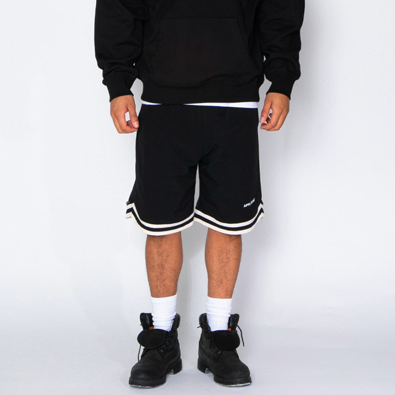 APPLEBUM Authentic Hoopers Shorts ブラック モデル着用 正面スタイル