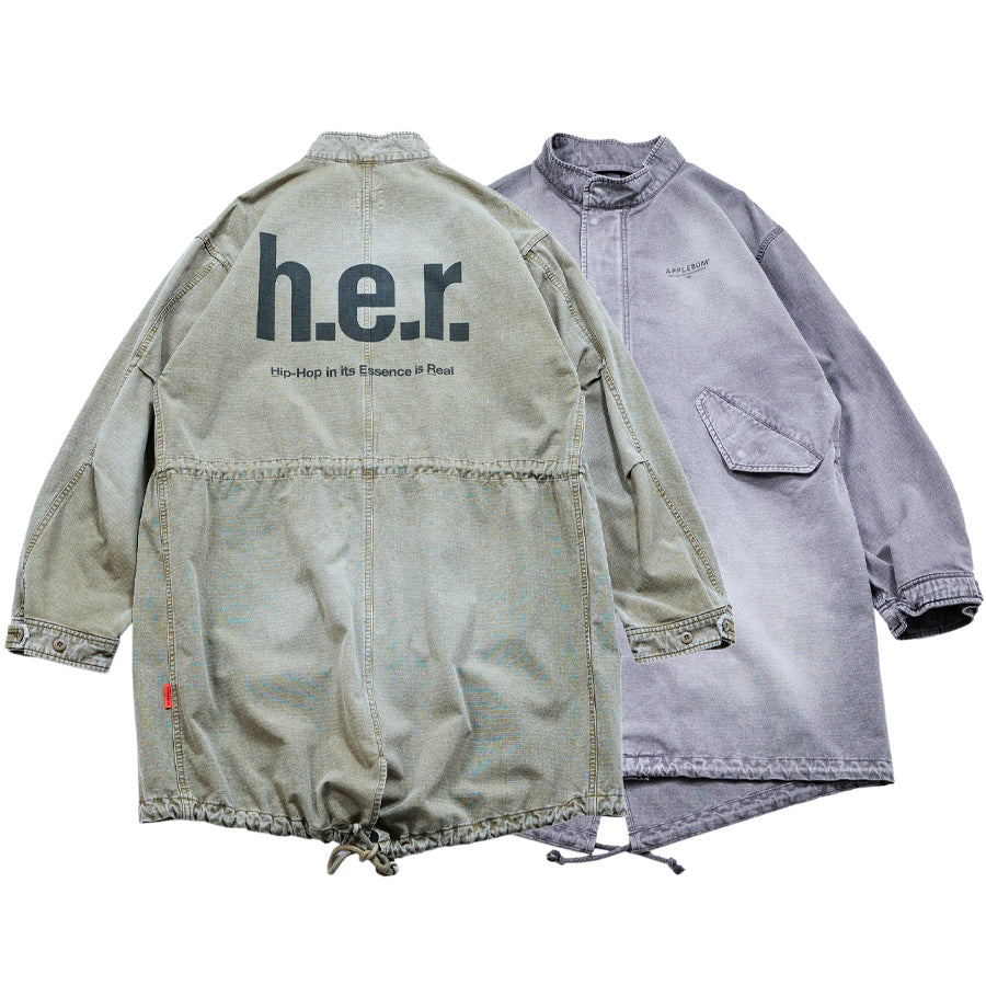 APPLEBUM Bleach Army Coat カーキ 背面 グレー 正面