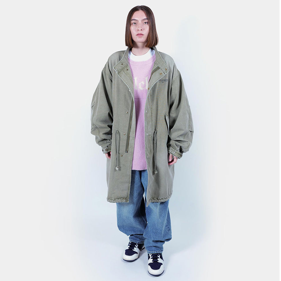 APPLEBUM Bleach Army Coat カーキ 着用 開き 全身