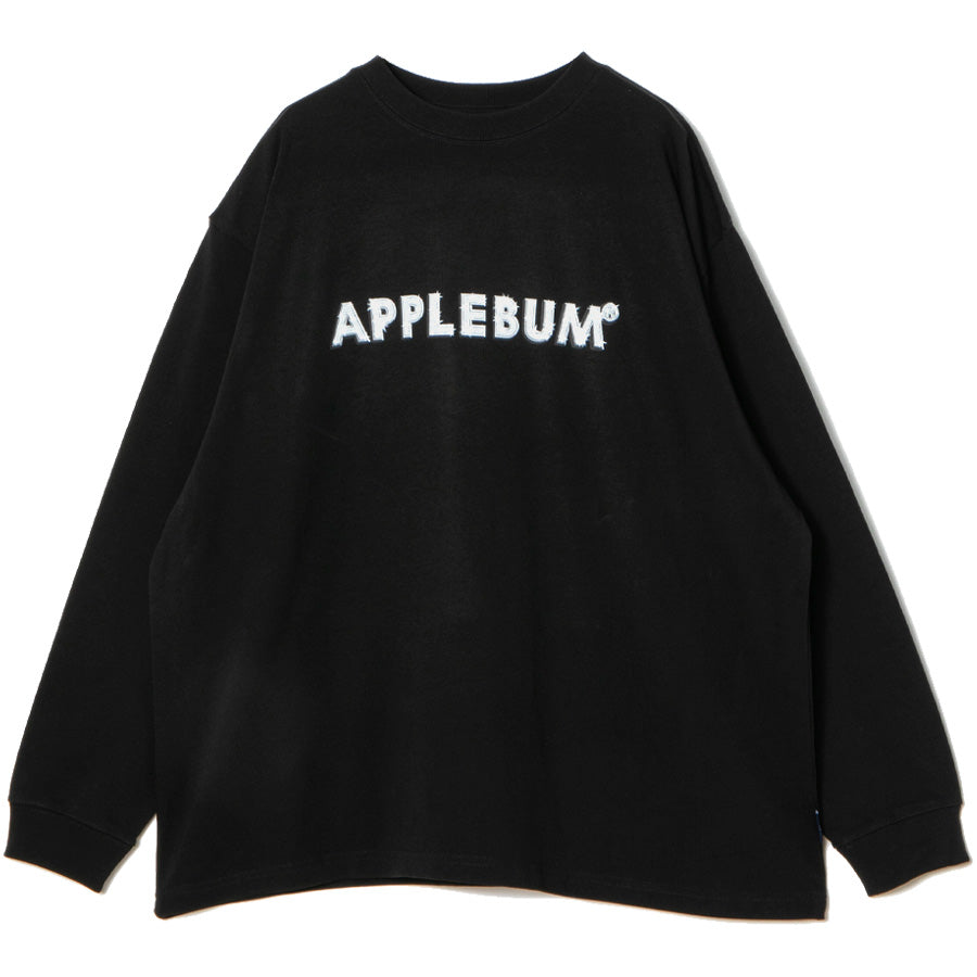 APPLEBUM Bling Bling Logo L/S T-shirt 12oz ブラック 正面