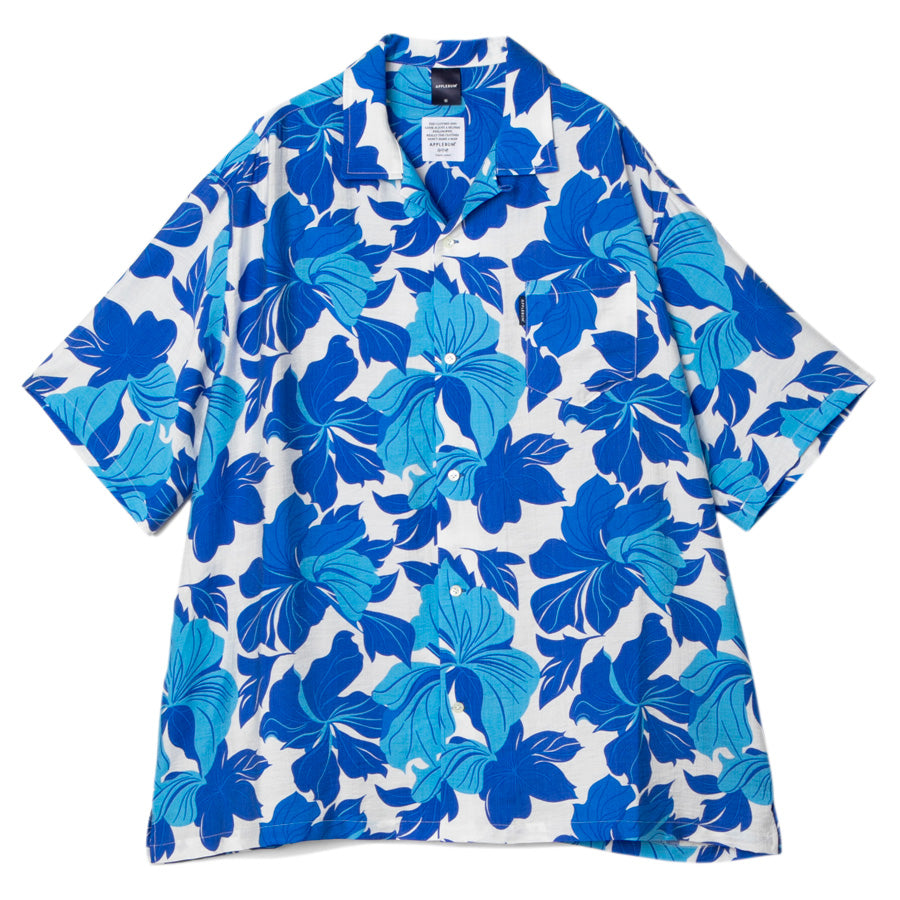 APPLEBUM Tropical Aloha ブルー アロハシャツ 正面デザイン