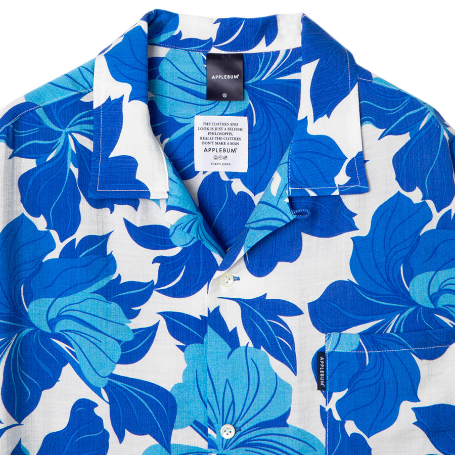 APPLEBUM Tropical Aloha ブルー 開襟デザイン