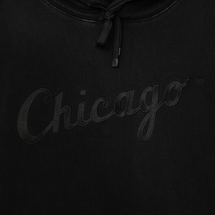 APPLEBUM Chicago White Sox VINTAGE HOODIE ブラック フロント刺繍ロゴ詳細 ML2620403W