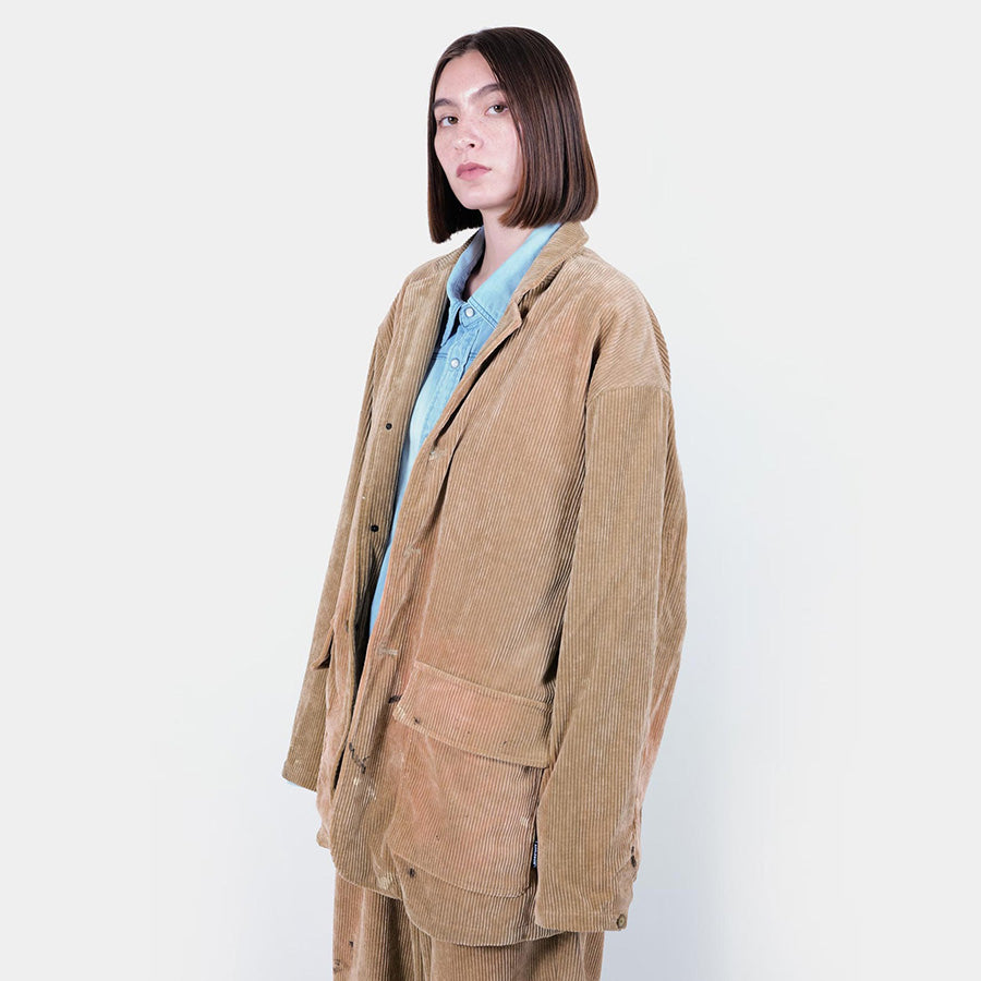 APPLEBUM Damage Corduroy Jacket ベージュ 着用 正面