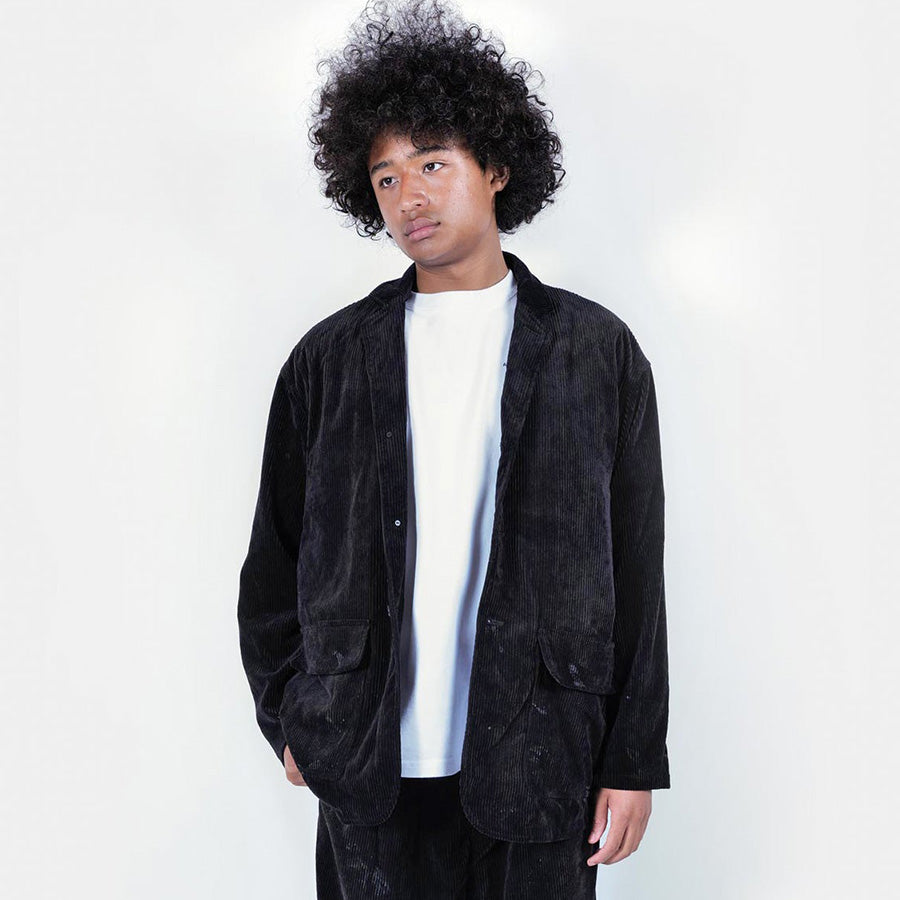 APPLEBUM Damage Corduroy Jacket ブラック 着用 正面