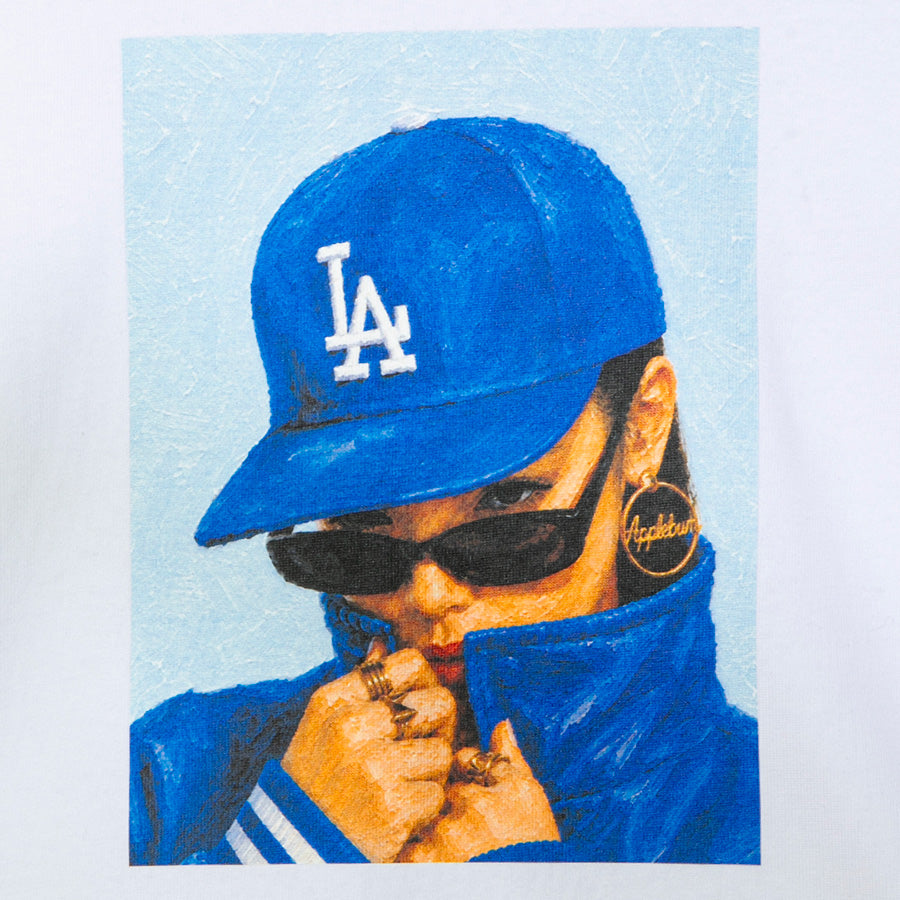 APPLEBUM（アップルバム）DODGERS GIRL T-SHIRT ホワイト フロントプリント詳細 ML2621109L