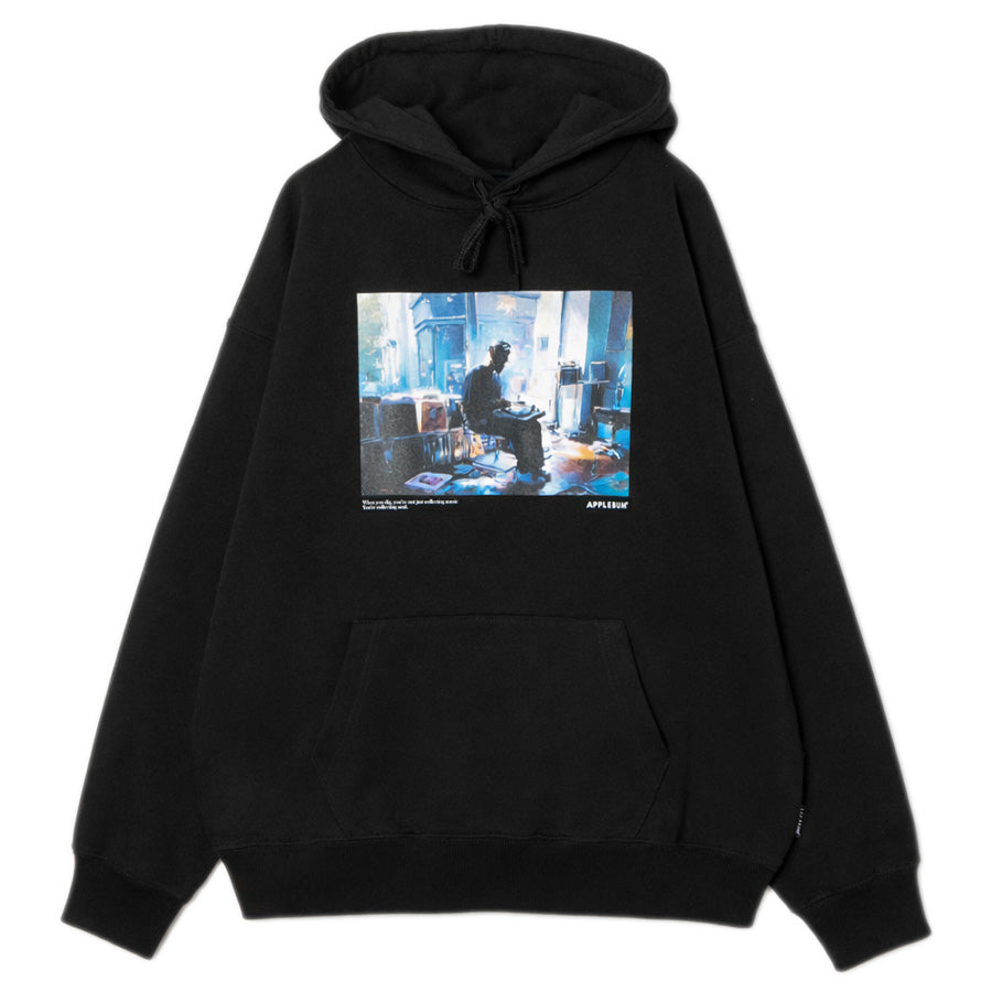 APPLEBUM Drop the Needle Hoodie 17oz ブラック 正面