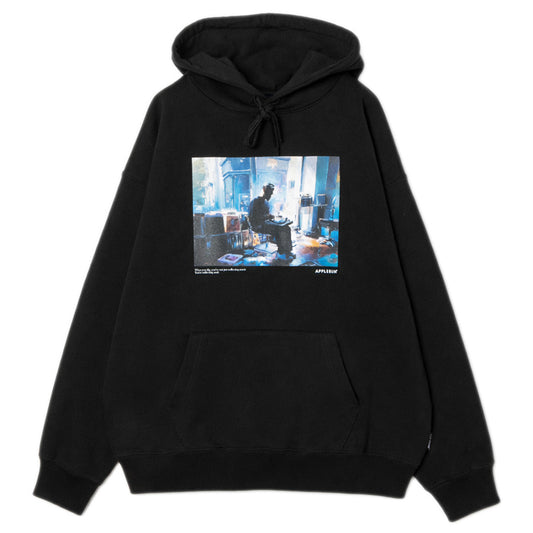 APPLEBUM Drop the Needle Hoodie 17oz ブラック 正面