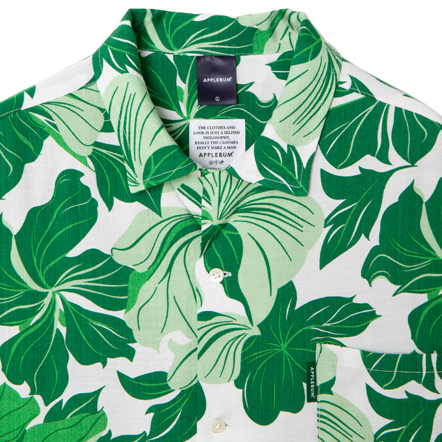 APPLEBUM Tropical Aloha グリーン 襟元ボタン仕様