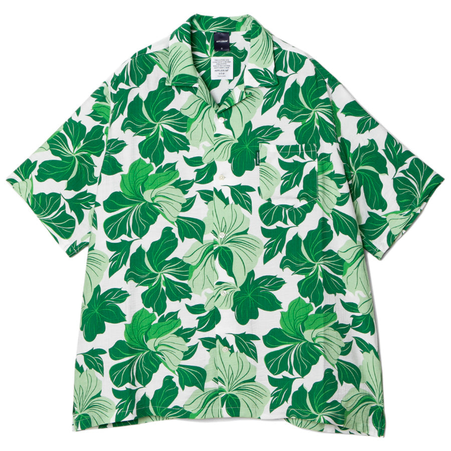 APPLEBUM Tropical Aloha グリーン アロハシャツ 正面デザイン