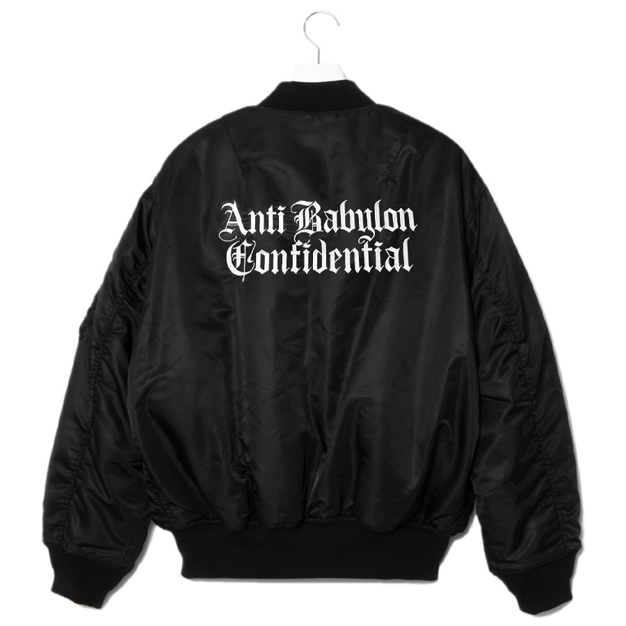 APPLEBUM ブラック MA-1ジャケット B&Wロゴ　アップルバム APPLEBUM × raidback fabric (アップルバム) PIXEL CAMO MA-1