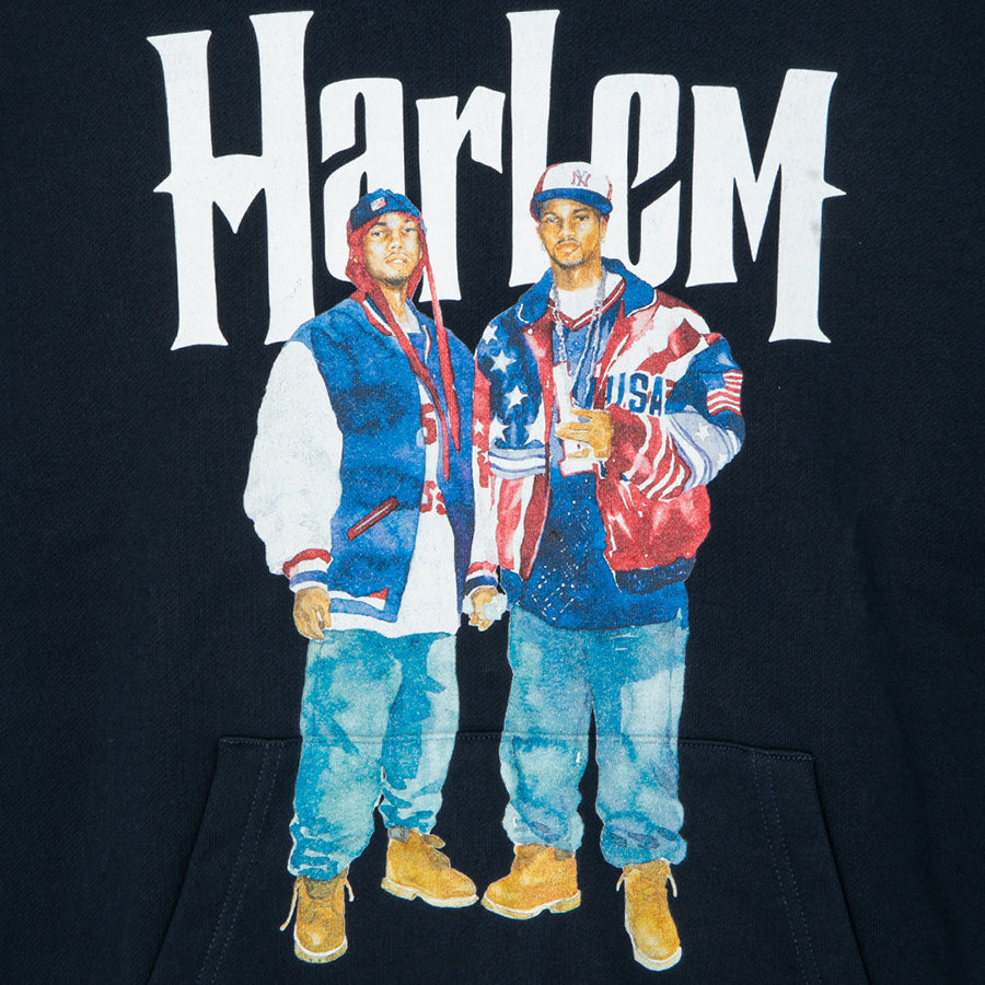 APPLEBUM HARLEM HOODIE フーディー ネイビー フロント水彩グラフィック詳細 TY2620403