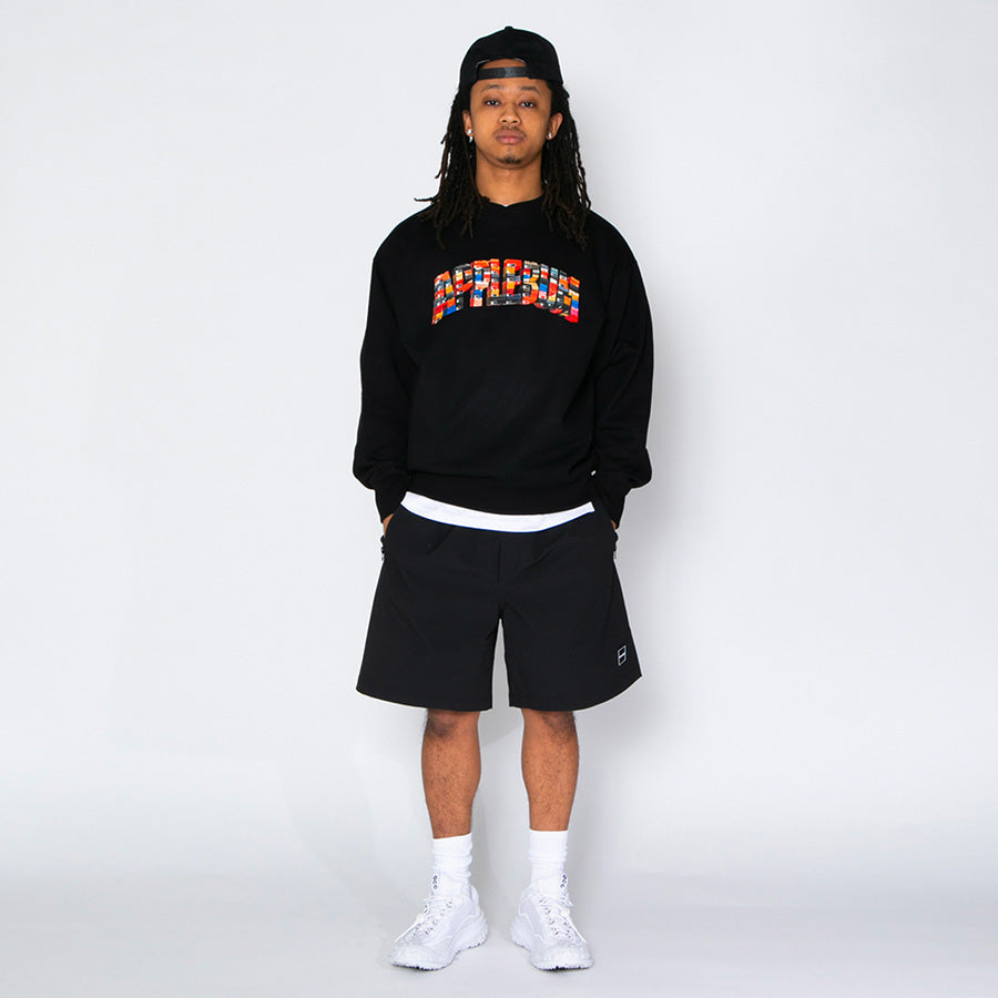 APPLEBUM K.B.A.S. クルースウェット ブラック 着用 正面