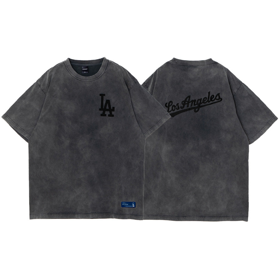 APPLEBUM LA DODGERS DAMAGE T-SHIRT Tシャツ ヴィンテージブラック 正面 背面 平置き ML2621103L
