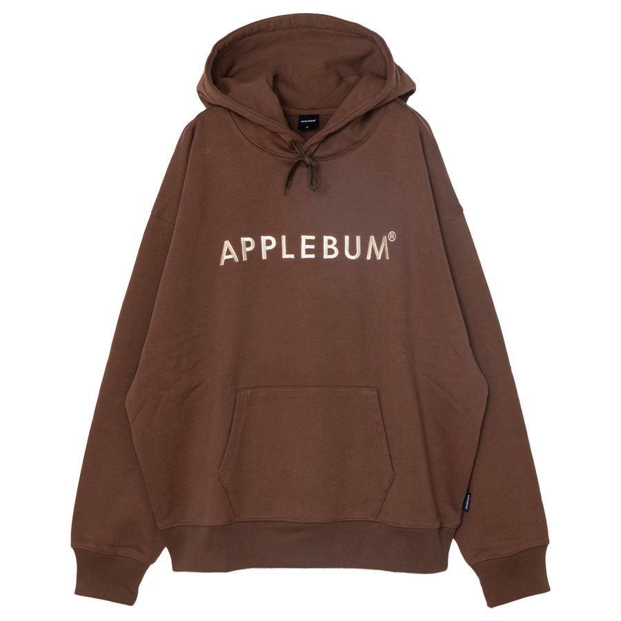 APPLEBUM LOGO EMBROIDERY HOODIE パーカー ブラウン 正面 平置き 2620409