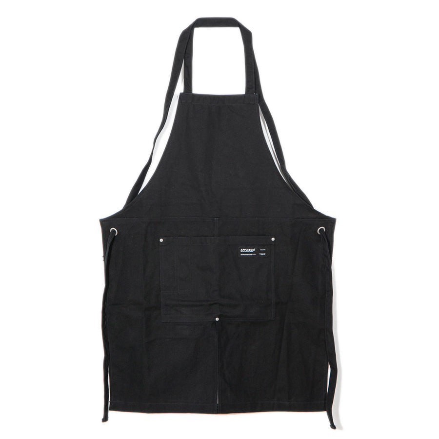 APPLEBUM LOGO LABEL APRON エプロン ブラック 正面 平置き 2621004