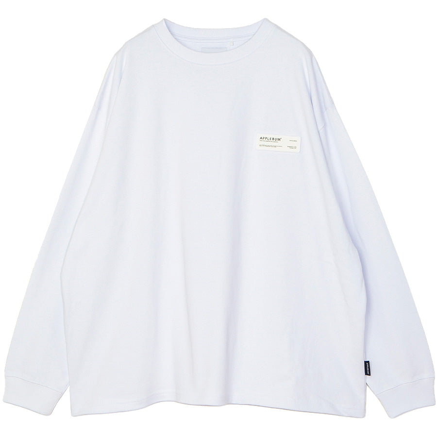 APPLEBUM LOGO LABEL L/S T-Shirt ロングスリーブTシャツ ホワイト 正面 平置き EA2621108