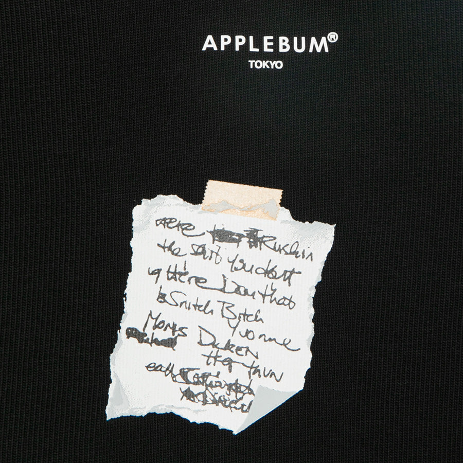 APPLEBUM LYRIC L/S T-SHIRT 長袖Tシャツ ブラック フロントプリント詳細 2621108