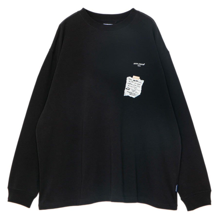 APPLEBUM LYRIC L/S T-SHIRT 長袖Tシャツ ブラック 正面 平置き 2621108