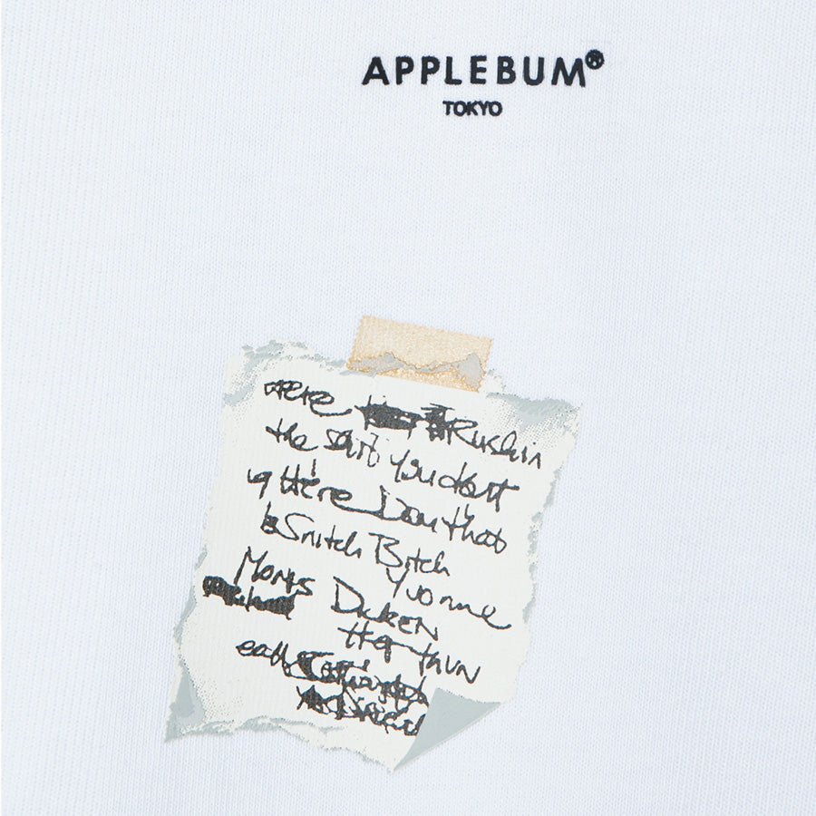 APPLEBUM LYRIC L/S T-SHIRT 長袖Tシャツ ホワイト フロントプリント詳細 2621108