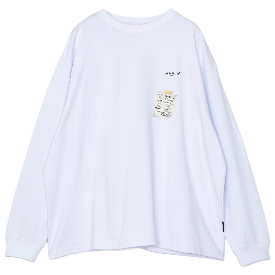 APPLEBUM LYRIC L/S T-SHIRT 長袖Tシャツ ホワイト 正面 平置き 2621108