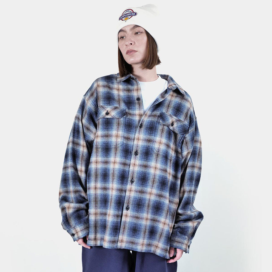 APPLEBUM | アップルバム Melange Check Nel Shirt ネイビー