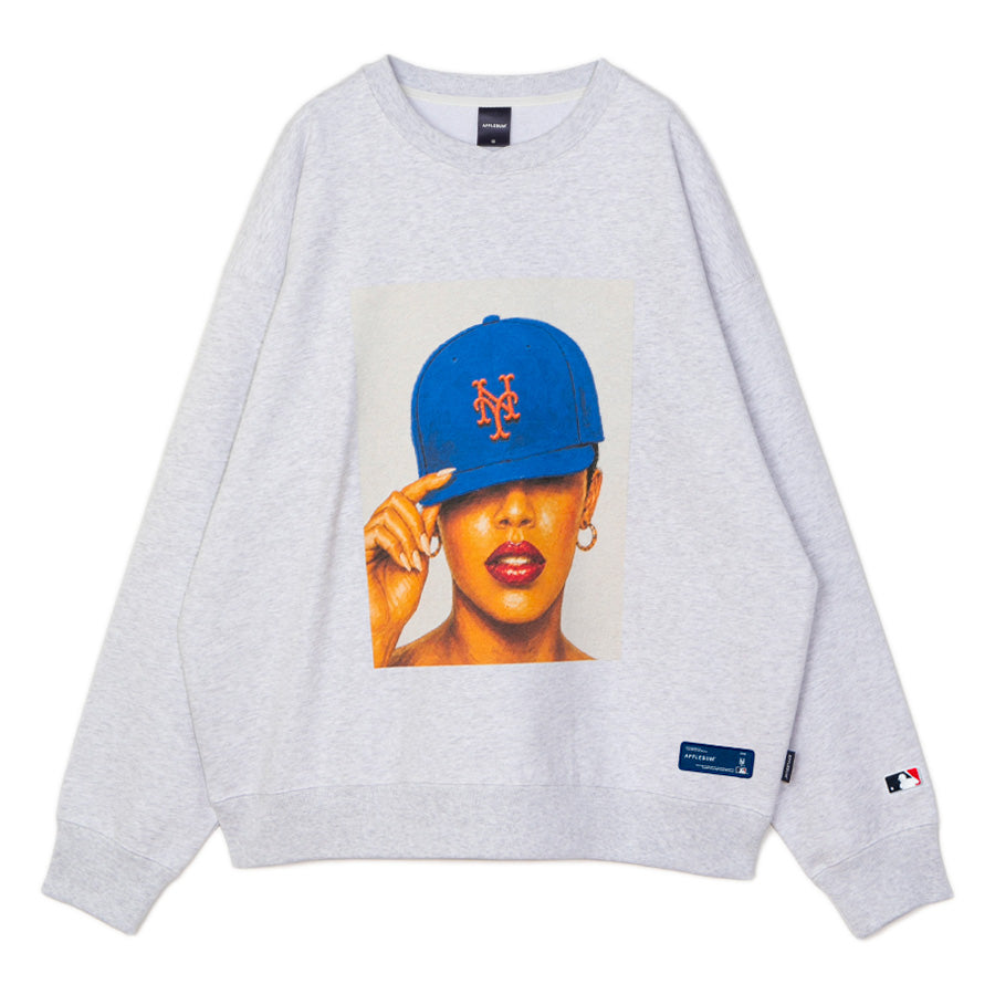 APPLEBUM METS GIRL CREW SWEAT クルースウェット アッシュ 平置き正面 ML2620405M
