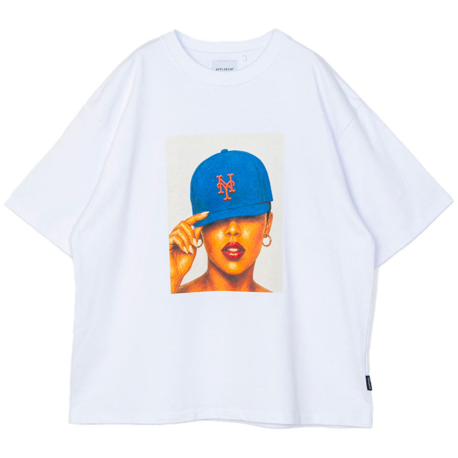 APPLEBUM（アップルバム）METS GIRL T-SHIRT ホワイト 平置き正面 ML2621109M