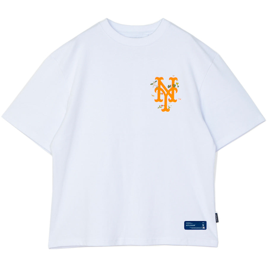 APPLEBUM NEW YORK METS LEAF LOGO T-SHIRT Tシャツ ホワイト 正面 平置き ML2621101M