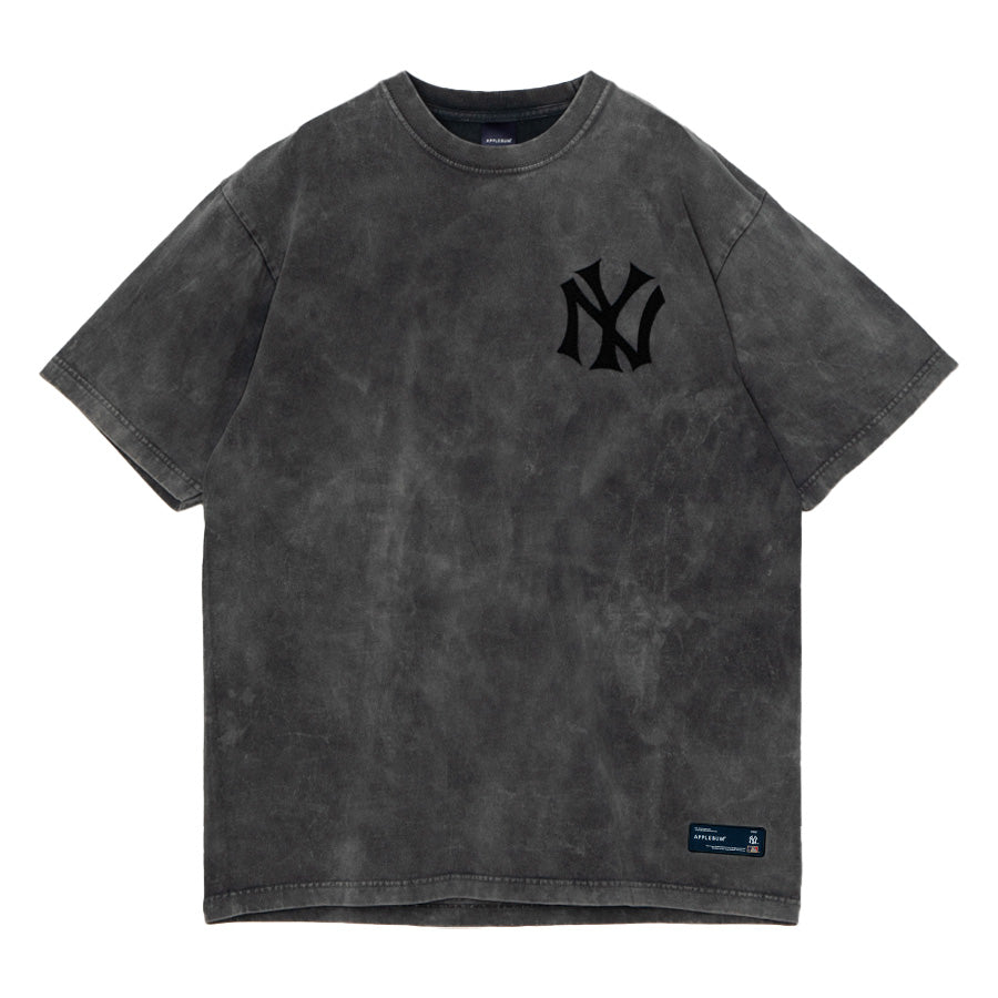 APPLEBUM NY YANKEES DAMAGE T-SHIRT ヴィンテージブラック 平置き正面 ML2621103Y