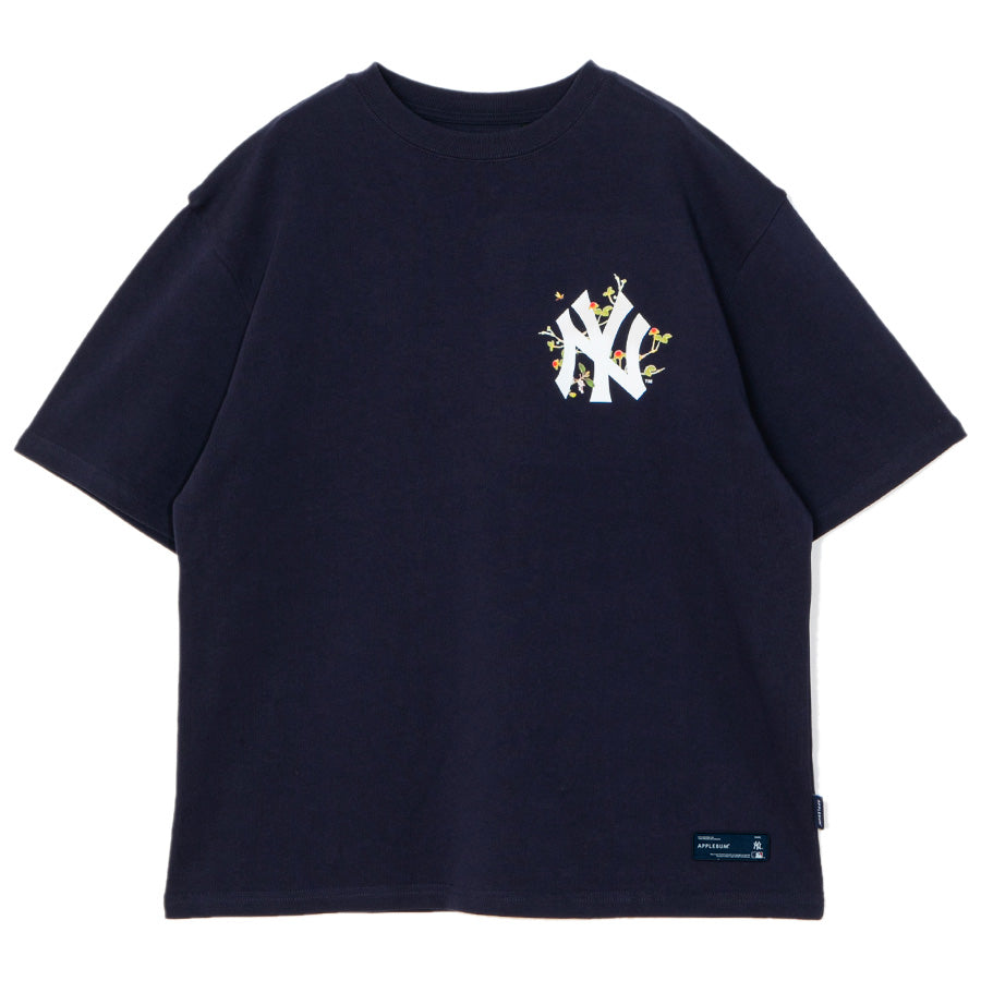 APPLEBUM NY YANKEES LEAF LOGO T-SHIRT ネイビー 正面 平置き ML2621101M