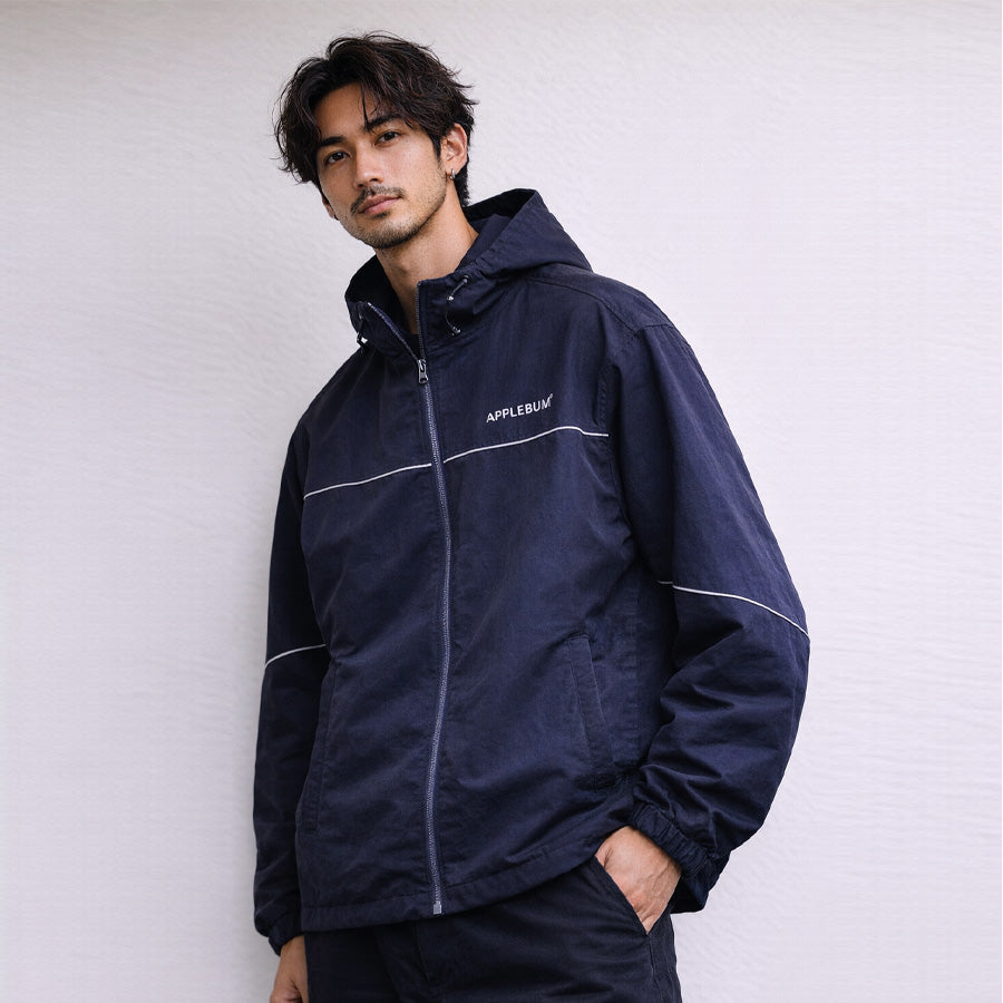 APPLEBUM Nylon Track Jacket ネイビー 着用イメージ
