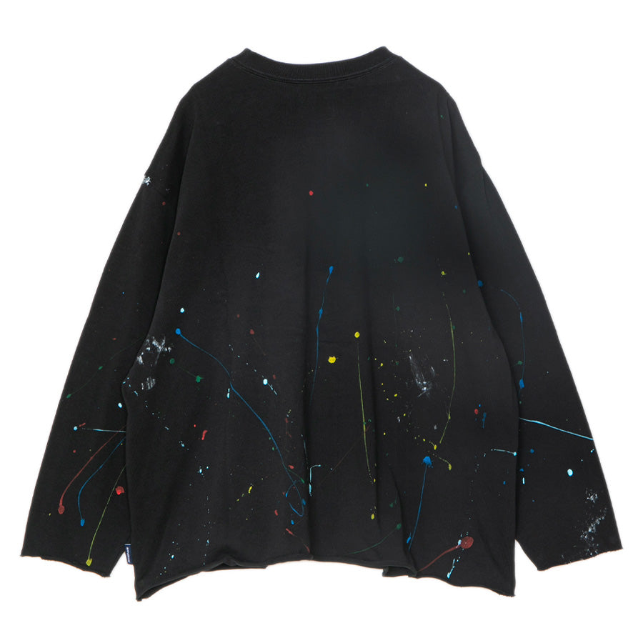 APPLEBUM PAINT CUT OFF L/S T-SHIRT ロングスリーブ Tシャツ ブラック 背面 平置き 2621104