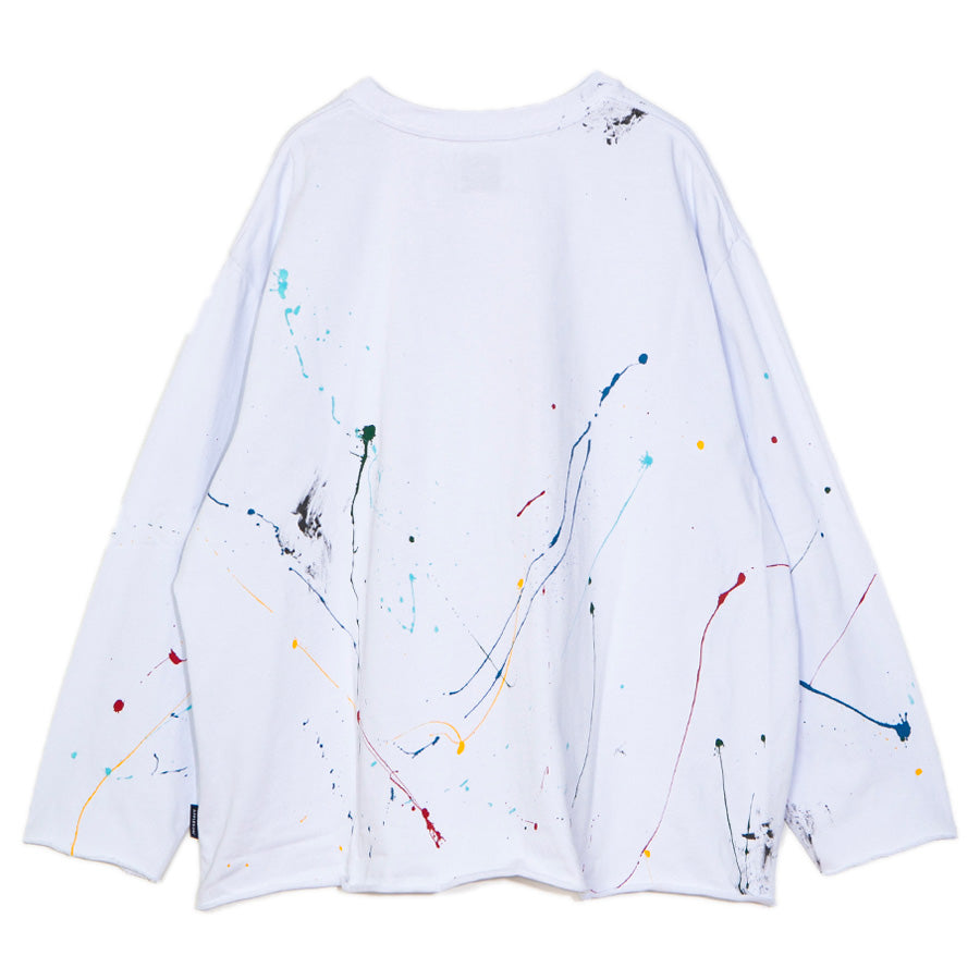 APPLEBUM PAINT CUT OFF L/S T-SHIRT ロングスリーブ Tシャツ ホワイト 背面 平置き 2621104