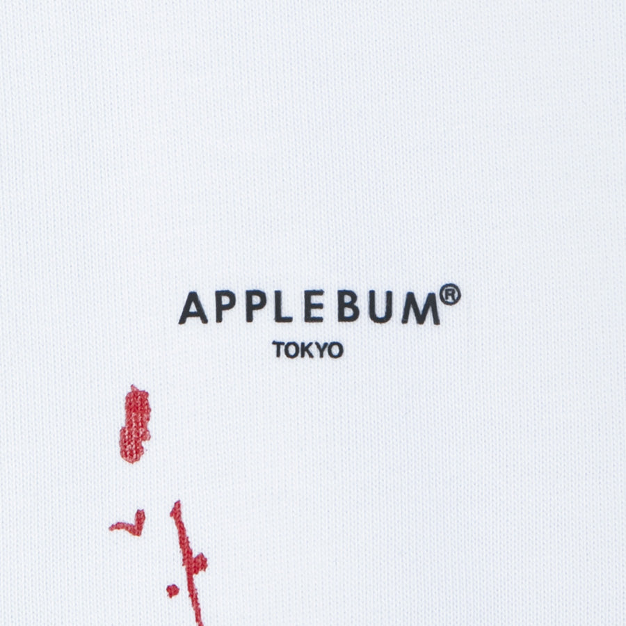 APPLEBUM PAINT CUT OFF L/S T-SHIRT ロングスリーブ Tシャツ ホワイト 左胸ロゴ詳細 2621104