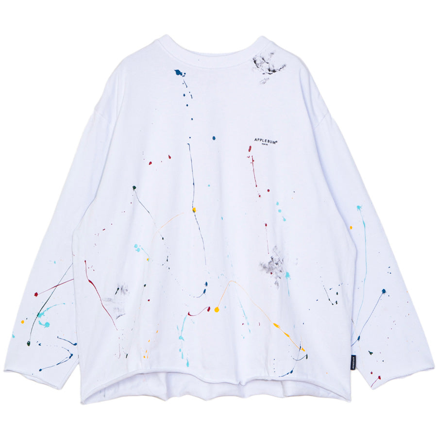 APPLEBUM PAINT CUT OFF L/S T-SHIRT ロングスリーブ Tシャツ ホワイト 正面 平置き 2621104