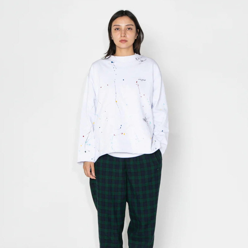 APPLEBUM PAINT CUT OFF L/S T-SHIRT ロングスリーブ Tシャツ ホワイト モデル着用 正面 2621104
