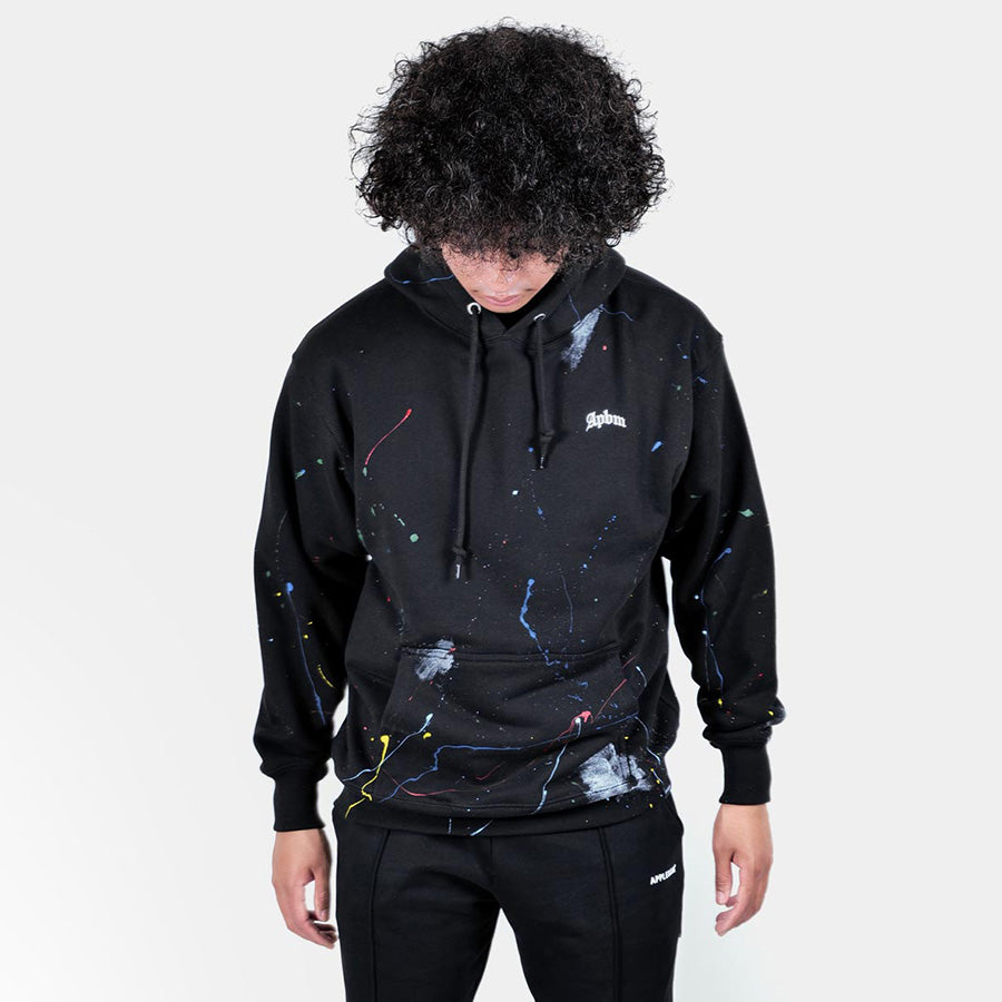 APPLEBUM Paint Sweat Parka ブラック 着用 正面