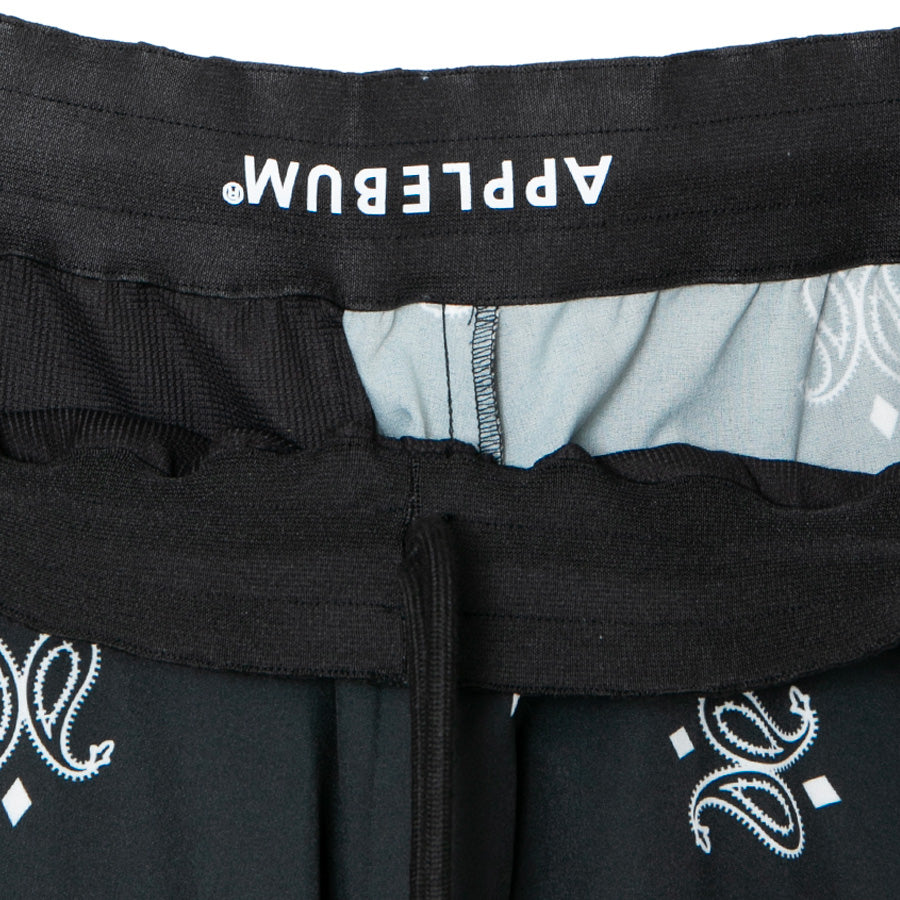APPLEBUM Paisley Hoopers Shorts ブラック ウエスト調節紐