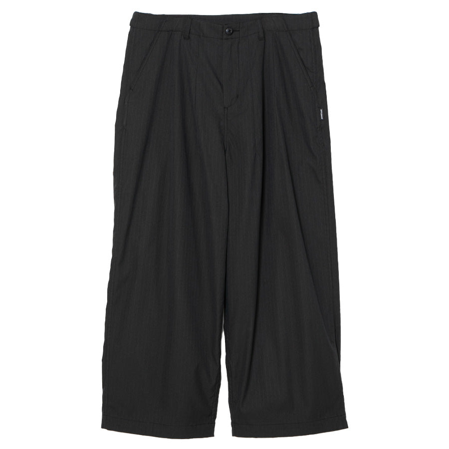 APPLEBUM ピンストライプワイドパンツ ブラック 正面平置き