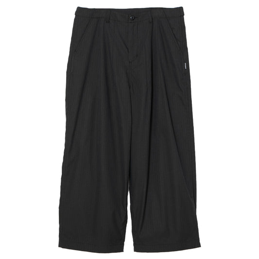 APPLEBUM ピンストライプワイドパンツ ブラック 正面平置き